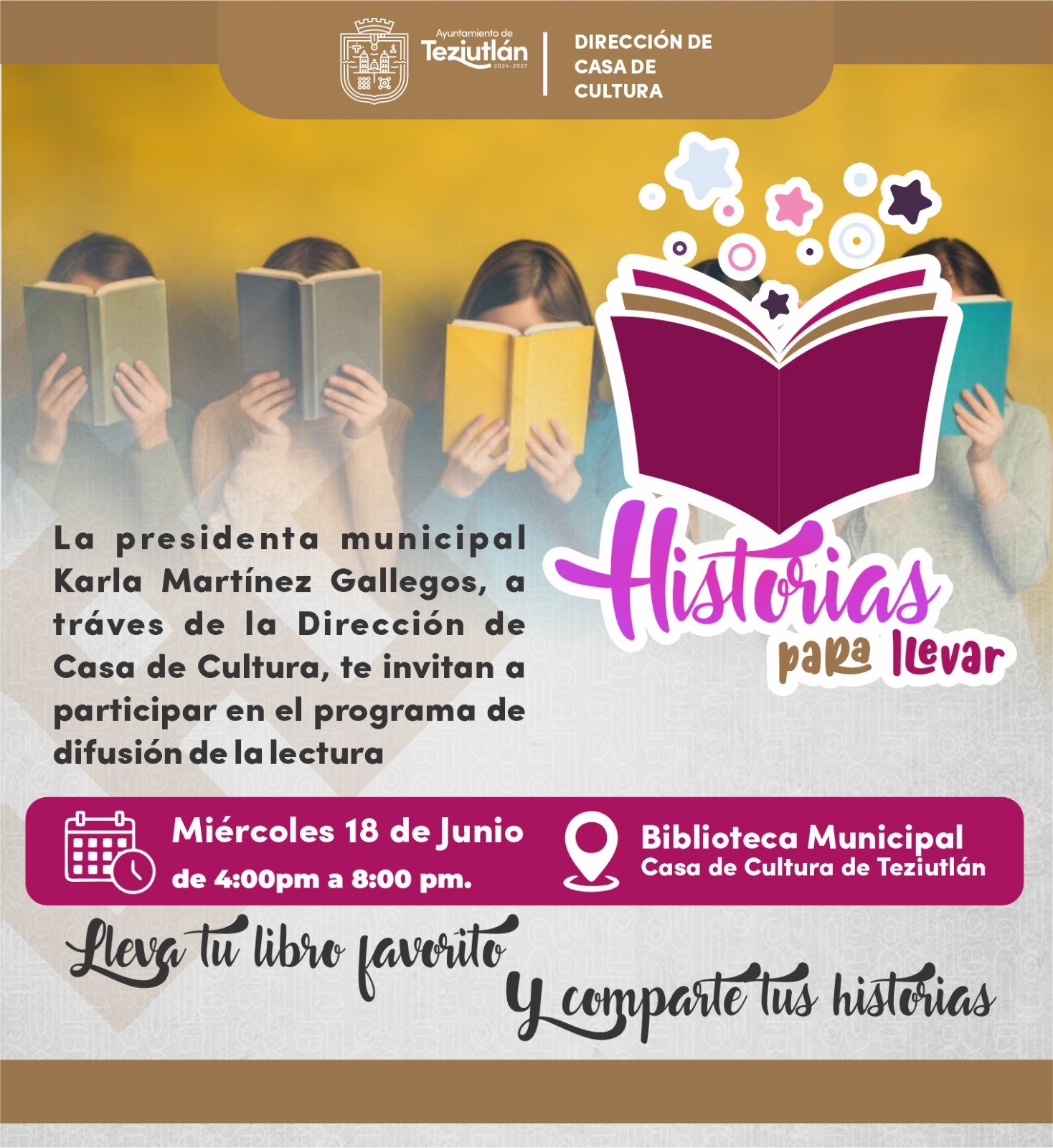 Karla Martínez impulsa la lectura en Teziutlán con el programa “Historias para llevar”